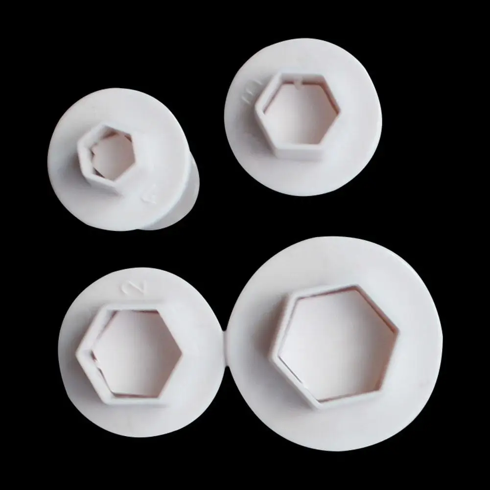 

4Pcs Small Hexagon Fondant Baking Mold Biscuit Cookie Cake Decorative Cutter