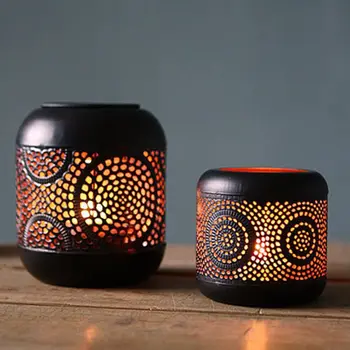 

Retro Candle Holder Home Decoration Moroccan glass Black European Candlestick Wedding Bar Candle Cup Lantern Romantic WZF140