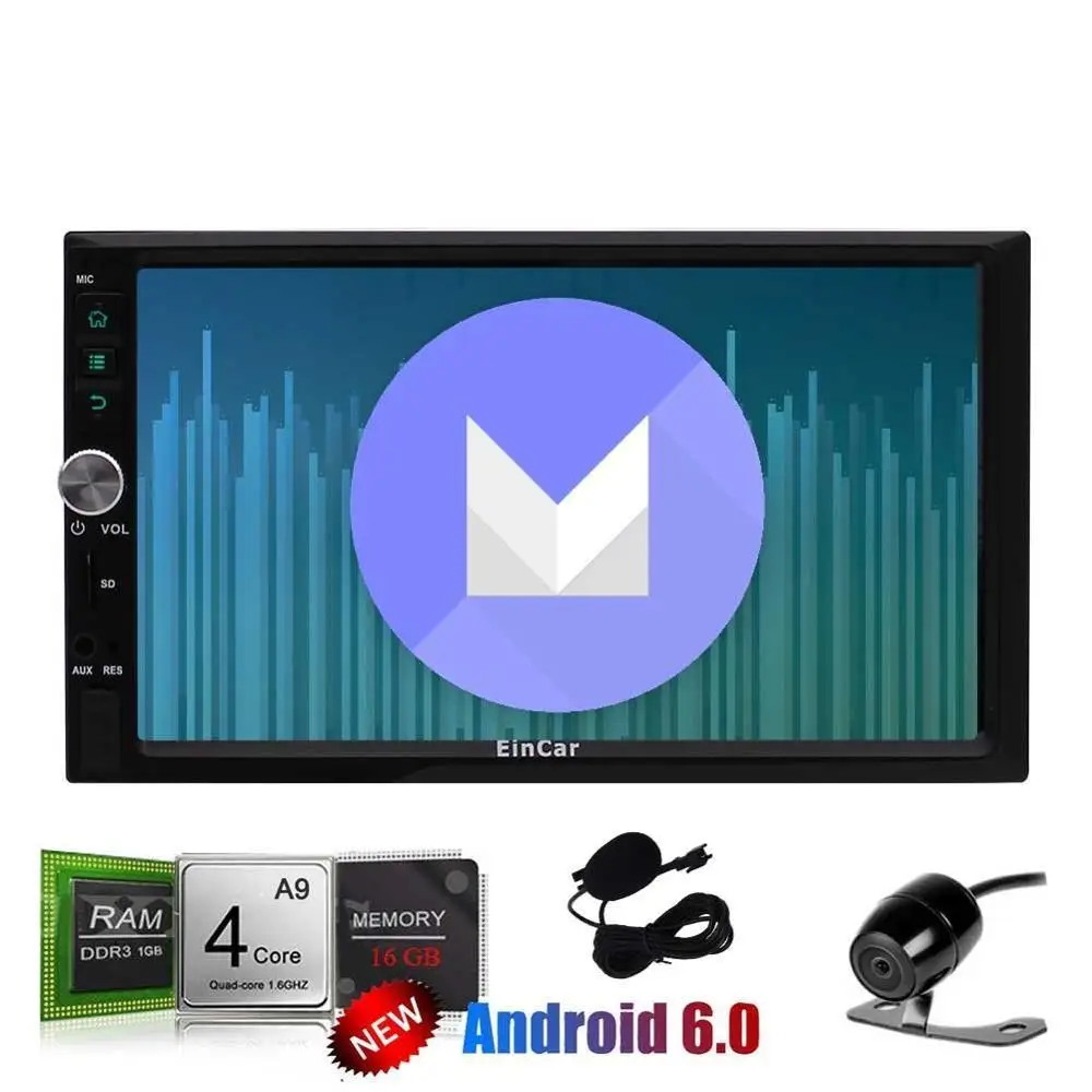 

Android 6.0 7''Car Stereo gps vehicle Reversing Camera 2Din Navigation GPS Vehicle Radio Receiver WiFi 1080P+External Microphone