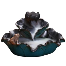 Лист лотоса/лягушка обратного потока ладан горелка ручной работы керамический обратный поток конус палочки с ладаном держатель домашний декор ремесленник фигурка