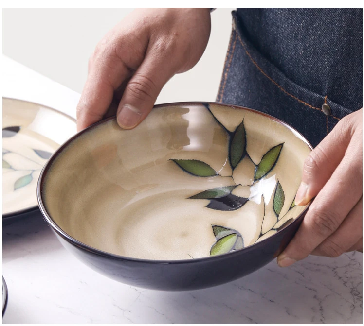 New Japanese and Korean ceramic tableware creative hand-painted plate rice bowl soup bowl noodle bowl salad bowl water cup