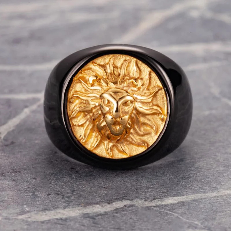 Мужское панк Золотое кольцо со львом 316L из нержавеющей стали байкерские круглые кольца с животными для мужчин одноцветные кольца ювелирные изделия Высокое качество ювелирные изделия размер США