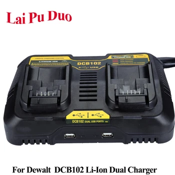 

DCB102 Li-ion Battery Dual Port Charger USB 3.0A For Dewalt 10.8V 12V 14.4V 18V 20V DCB101 DCB102 DCB105 DCB200 DCB140