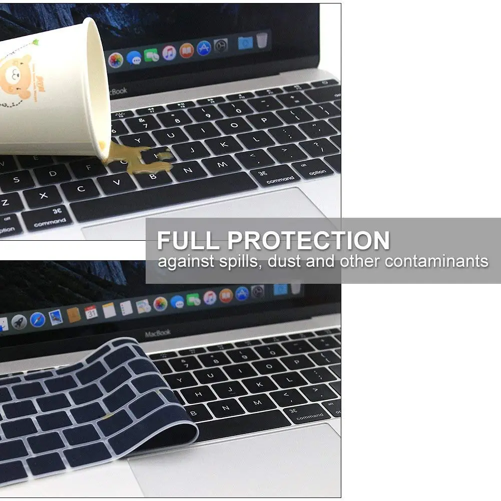 Английская Силиконовая клавиатура для MacBook Pro, 13 дюймов, не сенсорная панель, выпуск+, и для MacBook 12 дюймов, A1534, A1931, пленка для кожи