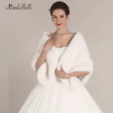 Modabelle branco pele do falso inverno wedding envolve ombro xale nupcial bolero noite capes xales para festa etole mariage 2018
