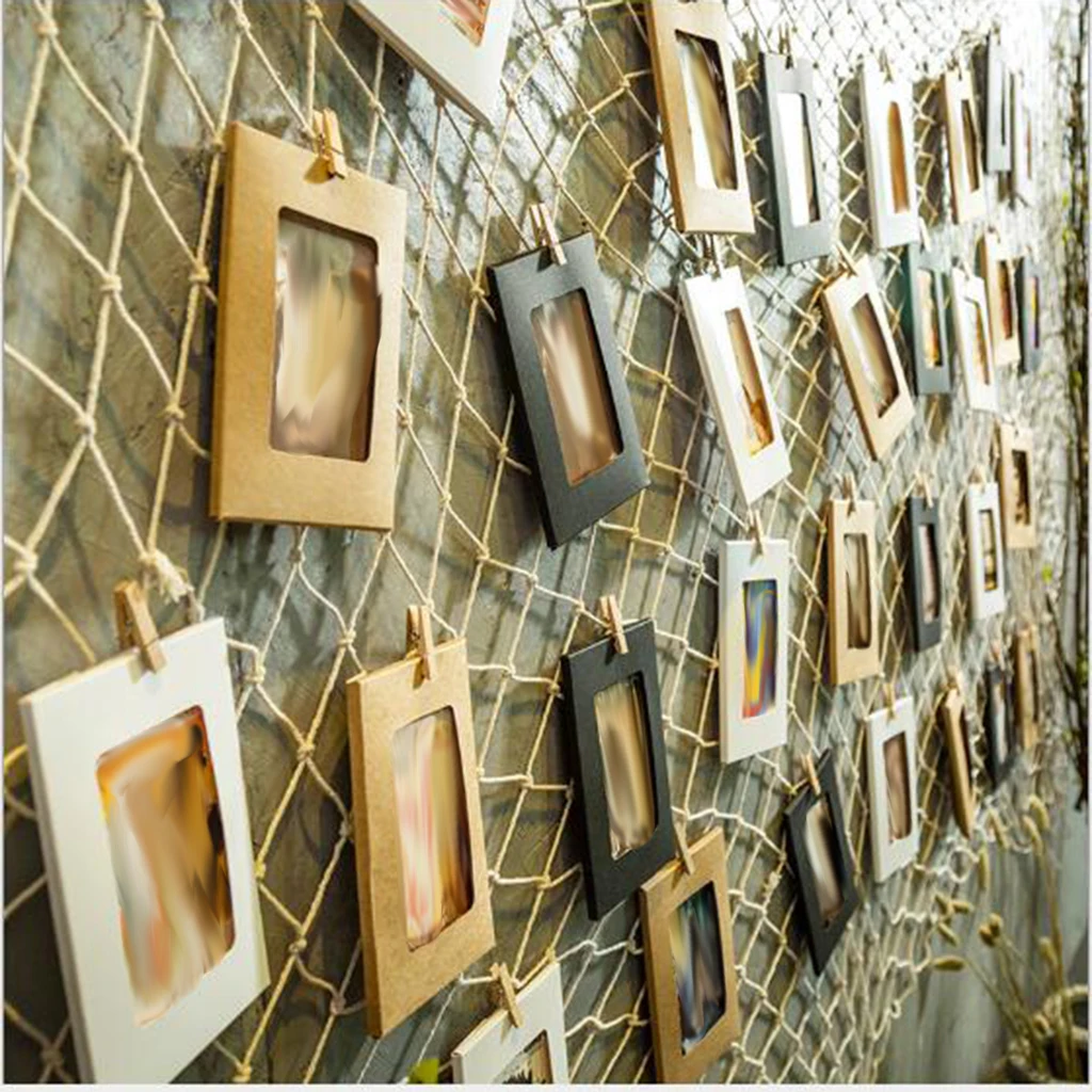 DIY Mediterranean Style Photo Hanging Display Frames 59.05x78.74inch Fishing Net Picture Frames Photo Frame Holder