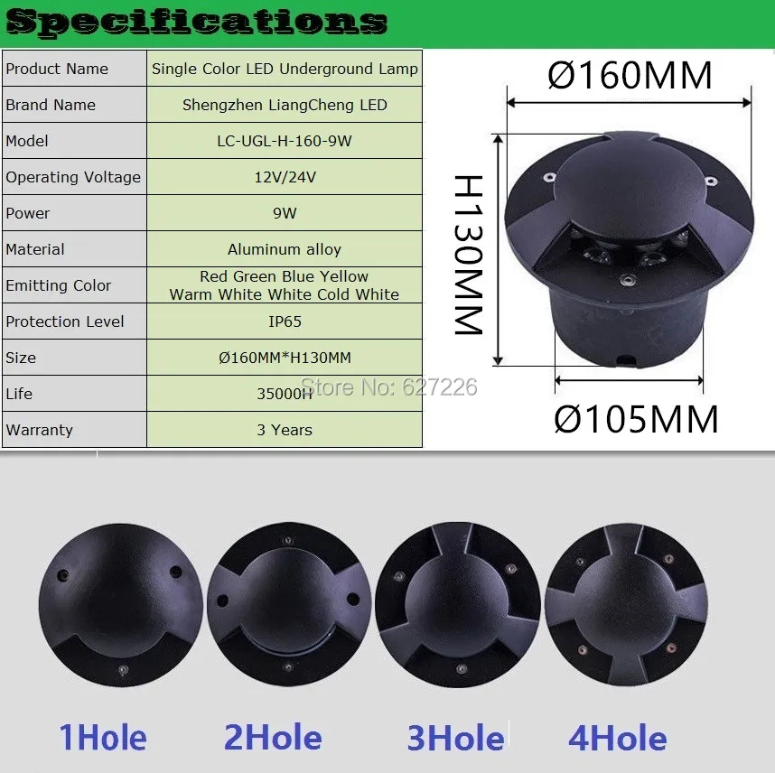 Поляризованный свет 9 Вт светодиодный подземный Ligjht 12 V 24 V IP65 Водонепроницаемый CE по ограничению на использование опасных материалов в производстве Открытый ландшафтное освещение один цвет лампы 4 шт./лот