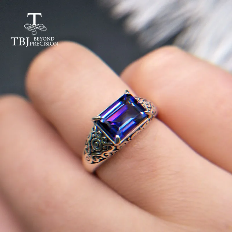 TBJ, new blue topaz gemstone Ring 925 sterling silver fine jewelry gift classic design for women mom