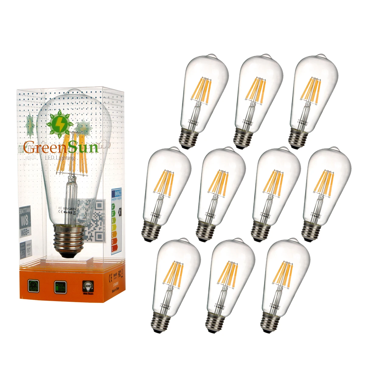 10Pcs E27 8W Edison LED Tungsten filament Filament Light Candle Lamp