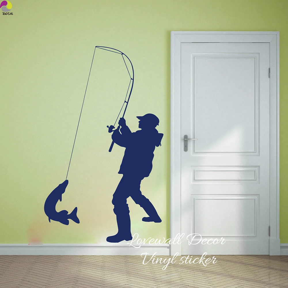 Fisherman Wall Sticker Living Room Bedroom Angler Fishing Summer Beach Surf Wall Decal Baby Nursery Vinyl Home Decor Art DIY Fisherman Wall Sticker Living Room Bedroom Angler Fishing Summer Beach Surf Wall Decal Baby Nursery Vinyl Home Decor Art DIY