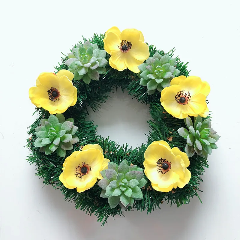 

INDIGO-Exclusive Sales - Yellow Door Hunging Christmas Wreaths Anemone Flower String Arrangement Wedding Party Event Free Ship
