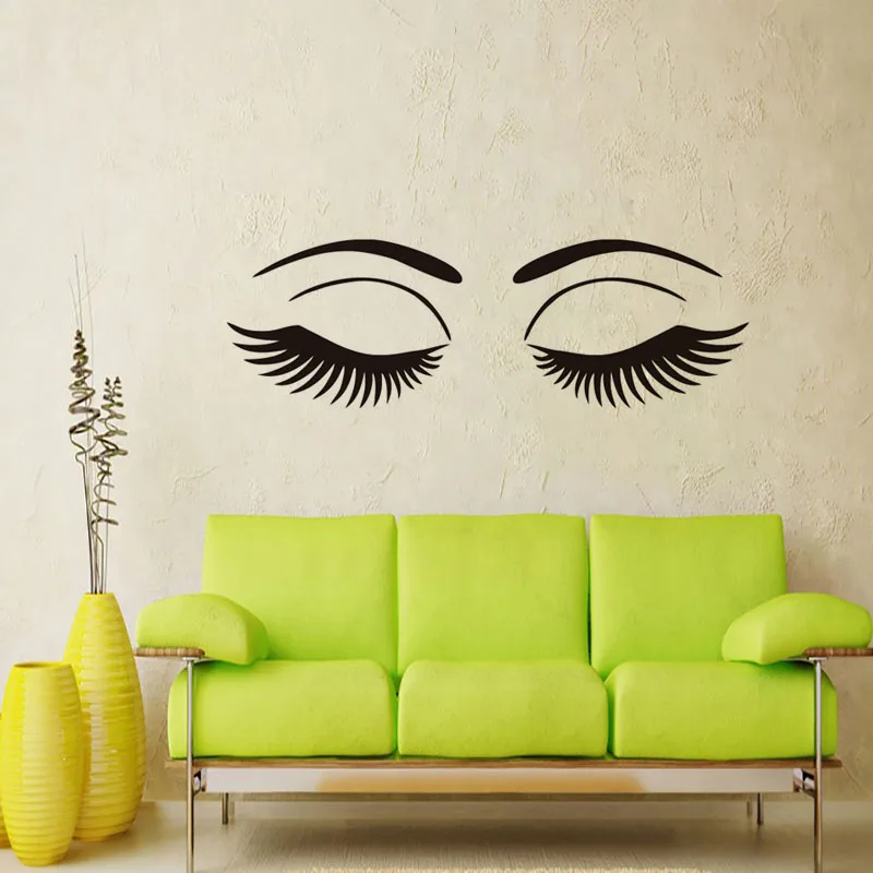 Beauty Close Eyes Vinyl Wall Decals Home Decor Long Eyelash Art Decals