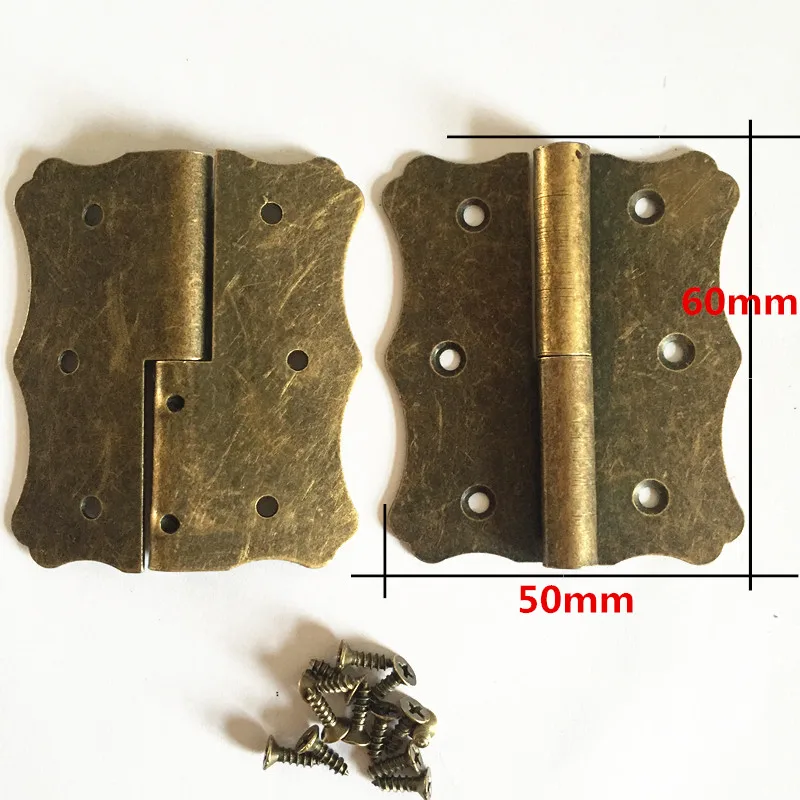 10 шт. 60*50 мм Античная съемный металлический шарнир деревянный петля большая коробка Мебель шкаф экран двери шкафы шарнира