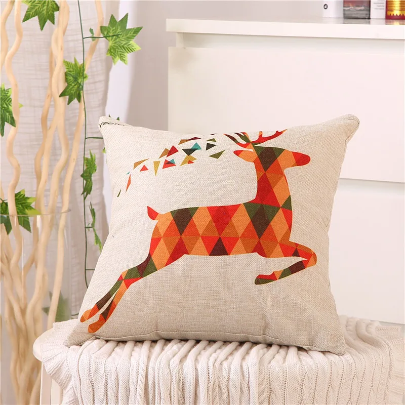 Новая льняная наволочка для домашнего декора с геометрическим оленем, наволочки для подушек 40x40 см - Цвет: 12