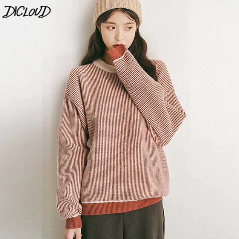 

DICLOUD Korean Knited Sweaters Women Loose Pullovers Ladies Winter Warm Tops Female Long Sleeve Clothes Woman Harajuku 2018 New