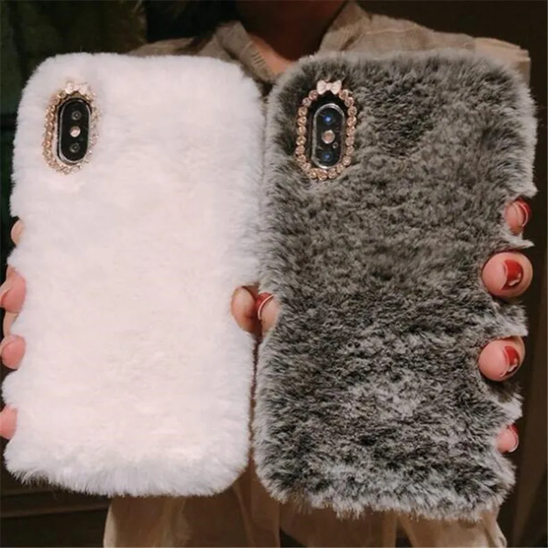 UVR Fluffy Rabbit Hair Fur Phone Case For iPhone X XS XR 8 7 6 6S plus