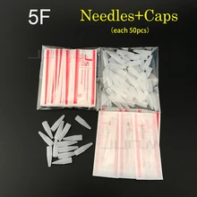 5F (needles + tips each 50pcs ) Permanent Makeup Machine Needles With Tattoo Tips Caps Microblading Eyebrow Lip Art