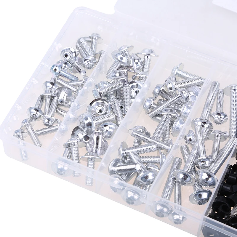 

Universal Sliver M5 M6 Motorcycle Complete Fairing Bolts Kit Fastener Clips Screws Sportbikes Motorcycle Aluminum 74Pcs/Set