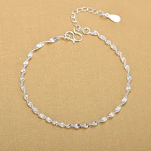 Модные простые элегантные 925 серебряные браслеты с витой цепью ювелирные изделия для женщин Подарки