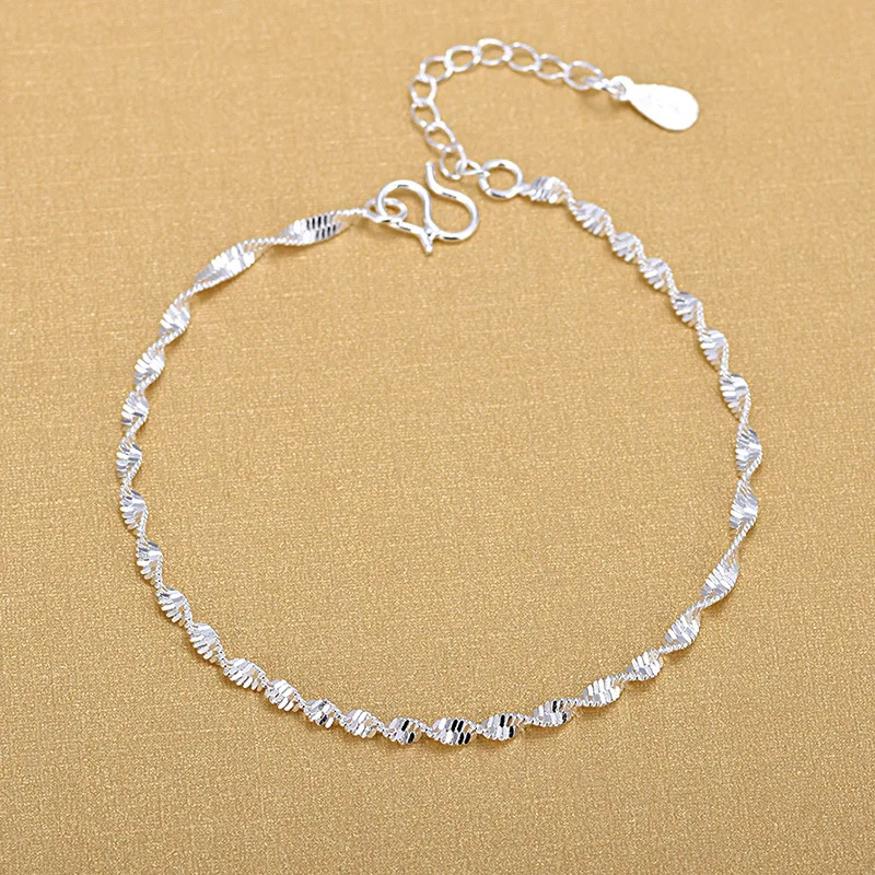 Fashion Simple Elegant 925 Silver Twisted Chain Bracelets Jewelry For