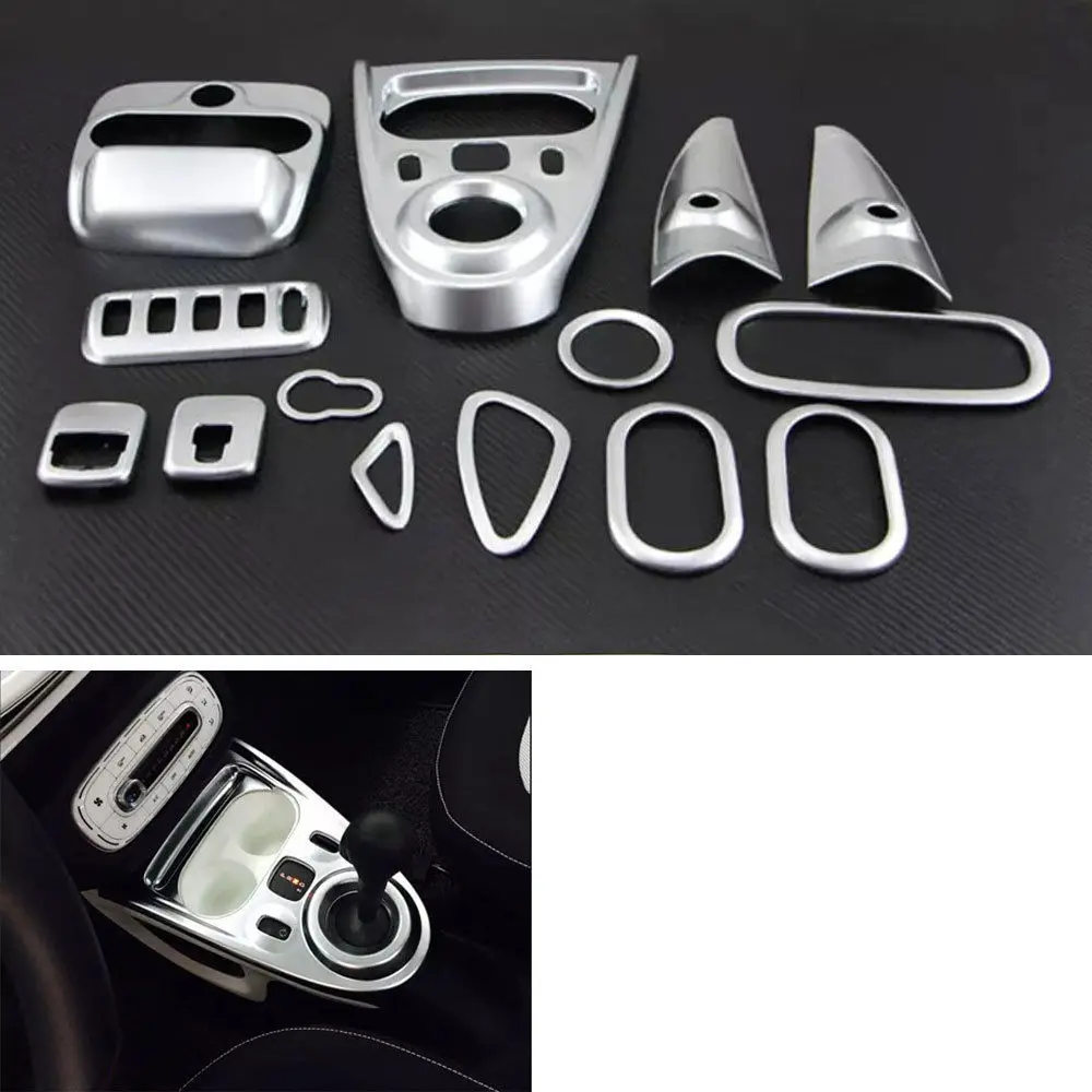 

BBQ@FUKA 14pcs ABS Car interior Air Vent Handle Console Gear Shift Reading Light Trim For mercedes Smart 2015-2017 car styling