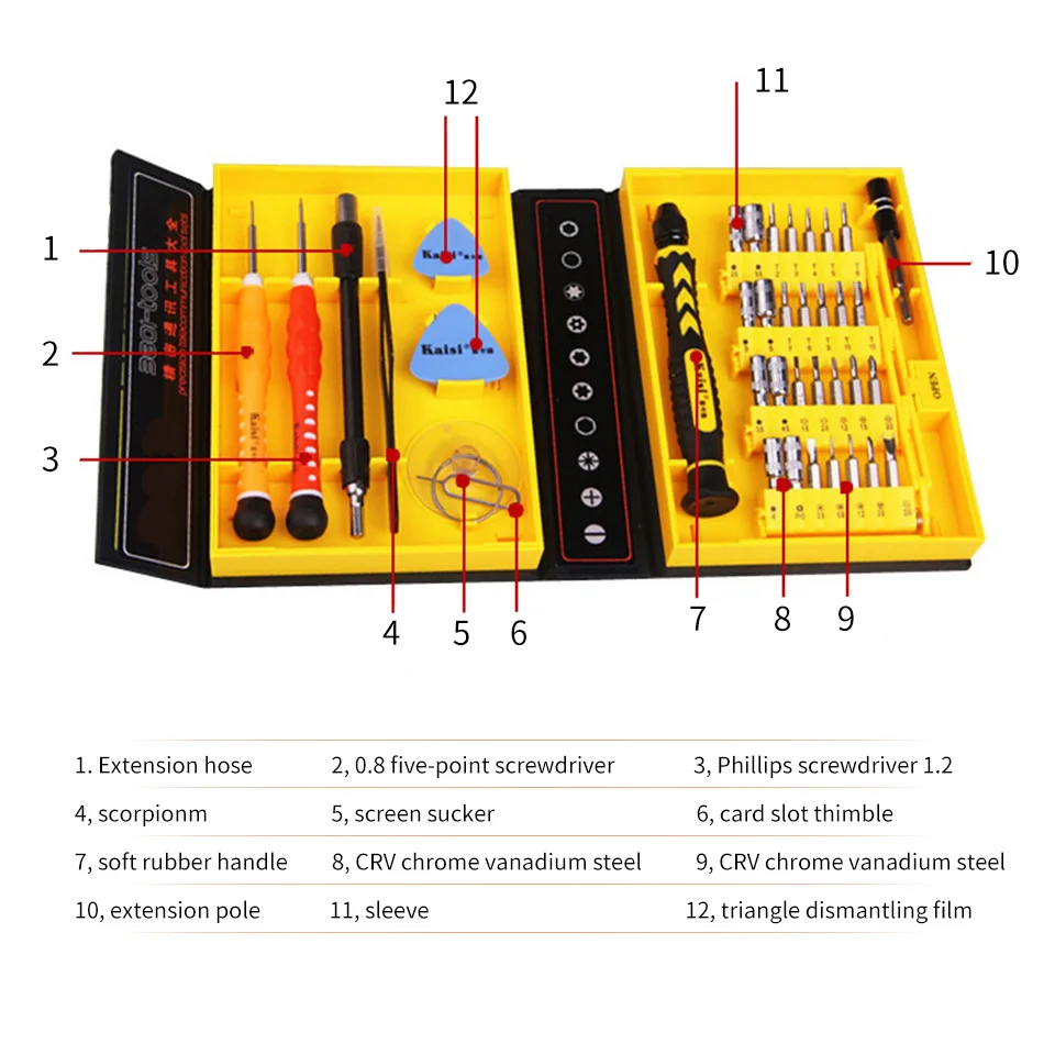 Набор прецизионных отверток, Ремонтный инструмент для телефона, 38 шт., многофункциональный Ремонтный комплект, Набор торцевых головок, отвертка Tornavida Seti