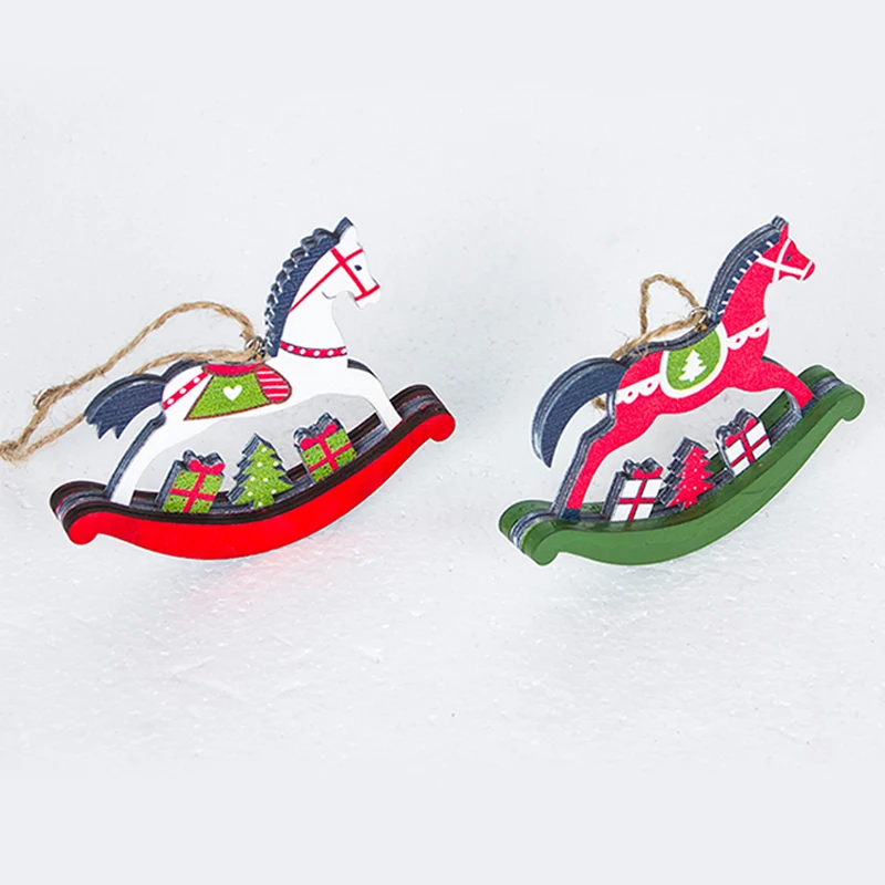 Christmas-tree-horse-pendant-Christmas-color-wooden-horse-ornaments-Xmas-door-hanging-decorations-for-Home-Party