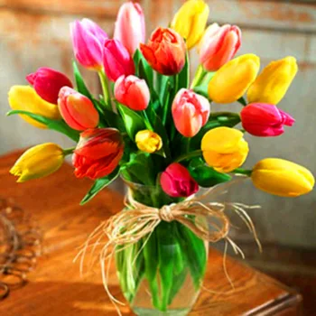 

DIY 5D Diamond Embroidery Cross Stitch Beautiful Diamond Painting Tulip Flower Round Diamond Mosaic Picture Pasted Needlework
