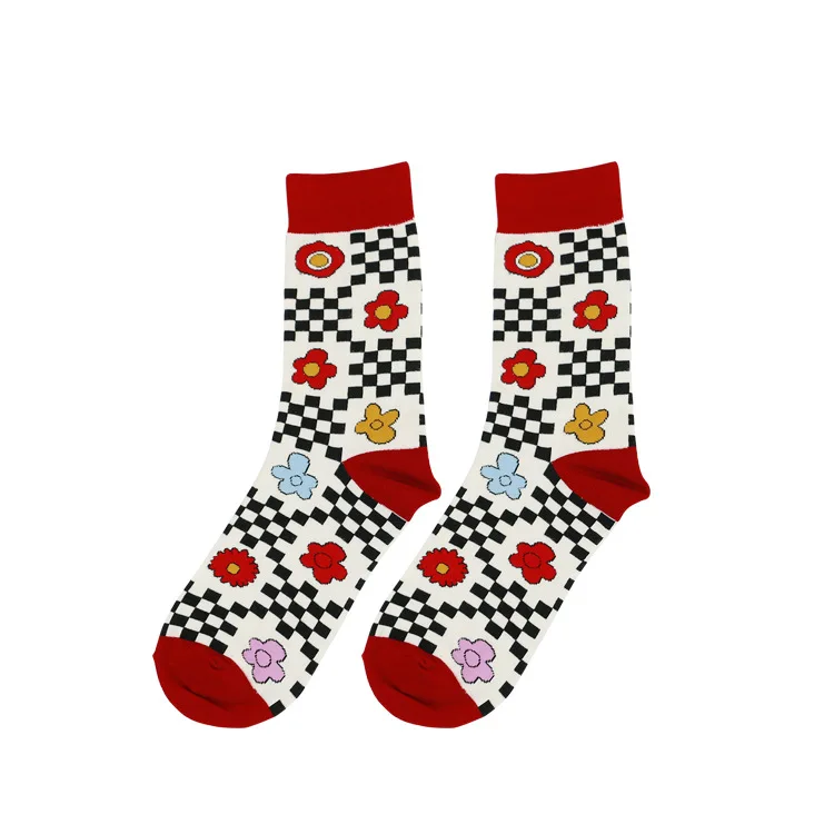 6 Pairs A Lot Harajuku Playful Pattern Women Cute Socks Cotton Cartoon Letters Striped Sock For Men