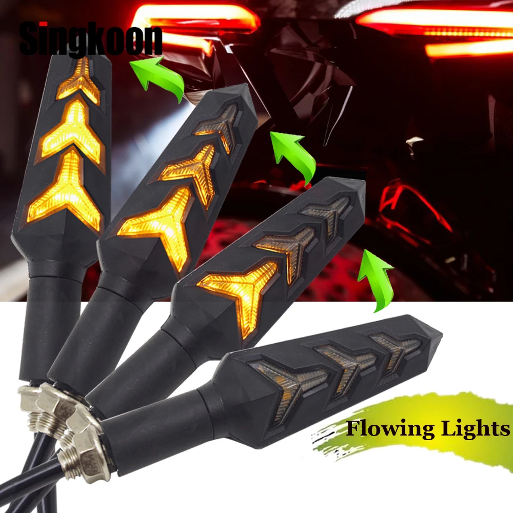

Universal Flowing motorcycle turn signal lights LED Amber Indcator Lamp Blinker FOR harley davidson softail dl650 bobber chopper