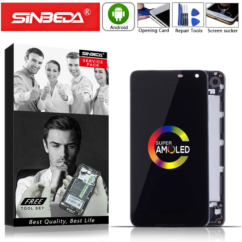 

5.0"Sinbeda AMOLED For NOKIA Lumia 650 LCD Display Touch Screen withFrame Digitizer For NOKIA Lumia 650 Display RM-1152 RM-1154@