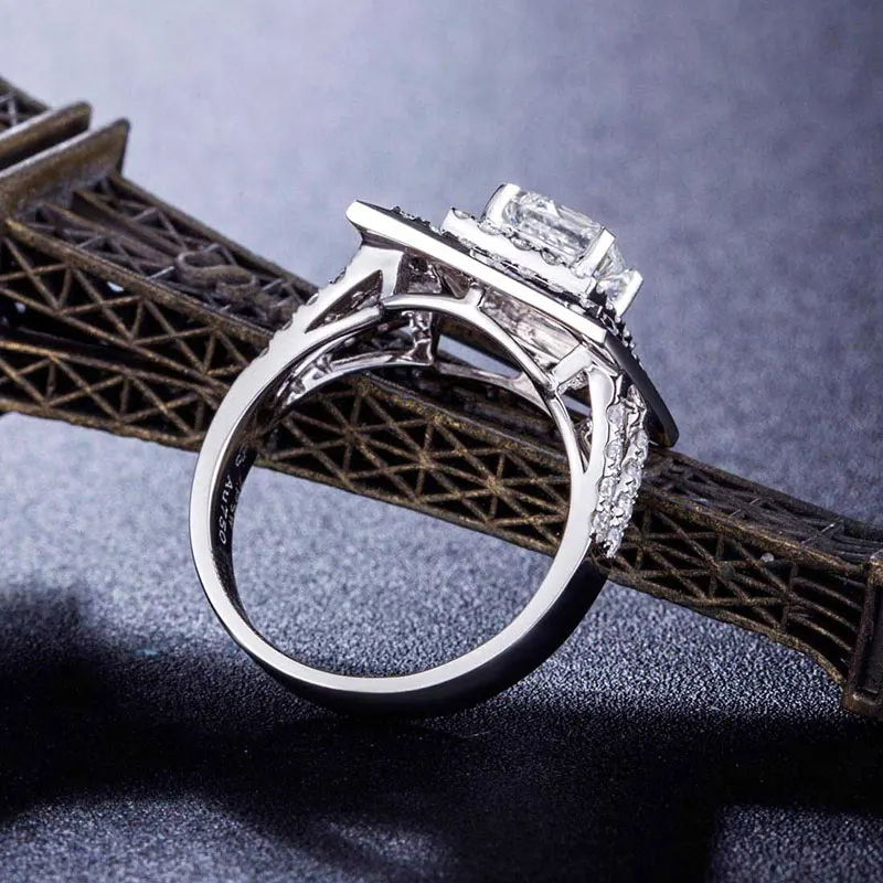 Палец печатных GIA бриллиант Обручение кольцо для Для женщин с покрытием 18-ти каратным белым золотом 1,01 + 0.69ct натуральный бриллиант GIA