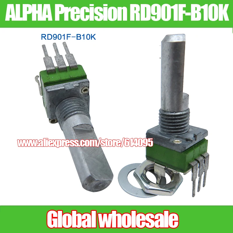 

4pcs ALPHA Precision RD901F-B10K Potentiometer / Half-bending bent legs Single Potentiometer Handle Length 15mm 3pin