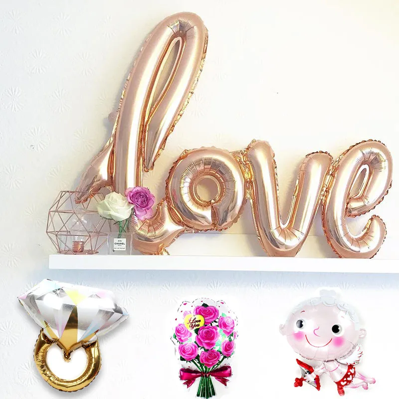 

Wedding Balloons LOVE Red Heart Foil Ballon Wedding Decoration Globes Romantic Valentine's Day Love Letter Balls Party Supplies