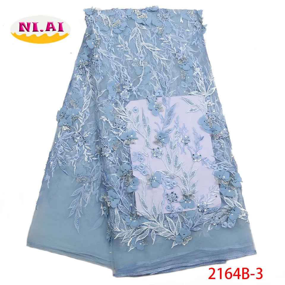 

Lace Appliques Nigerian Fabrics, Powder Blue Nigerian Lace Fabrics For Wedding, Handmade Beaded Lace Wedding Lace Fabric MR2164B