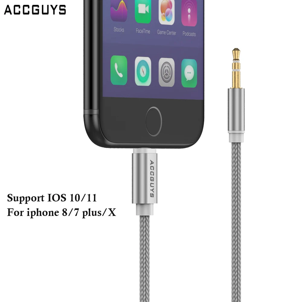 ACCGUYS 1 м автомобильный Aux аудио кабель динамик удлинитель для iPhone XR/XS Max/X/8/7/6 Plus iOS 3 5