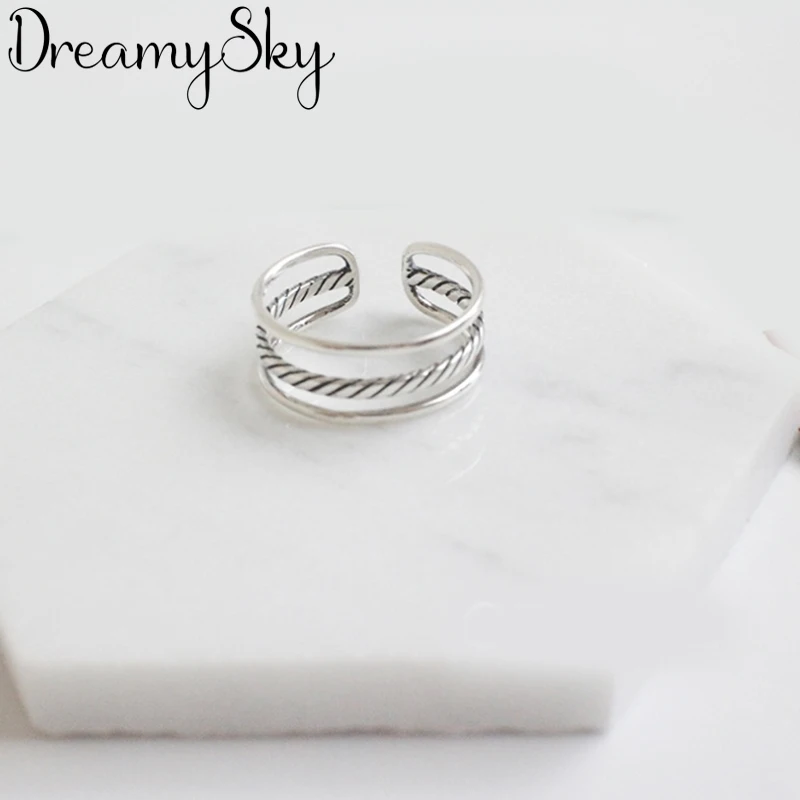 

New Trendy Bohemian 925 Sterling Silver Retro Layer Rings For Women Girls Gift Vintage Large Engagement Ring Anillos Anelli