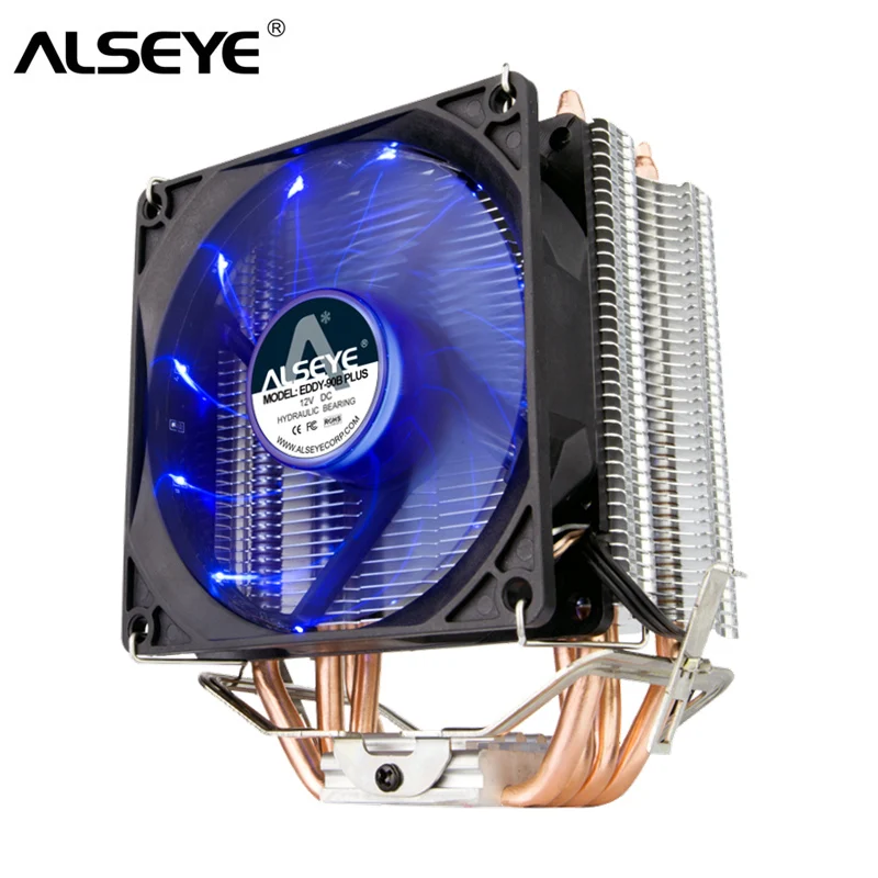 ALSEYE 4 Heatpipes CPU برودة TDP 160 W 90 مللي متر LED وحدة المعالجة المركزية مروحة مبادل حراري من الألومنيوم ل LGA 775/1150/ 1151/1155/1156/1366 و FM1/2 ، AM2 +/3 +