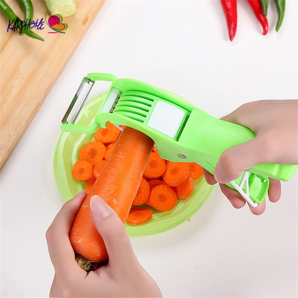 New 2 in 1 Salad Maker Cutter Multifunction Vegetables Slicers Salad Scissors Carrot Fruit