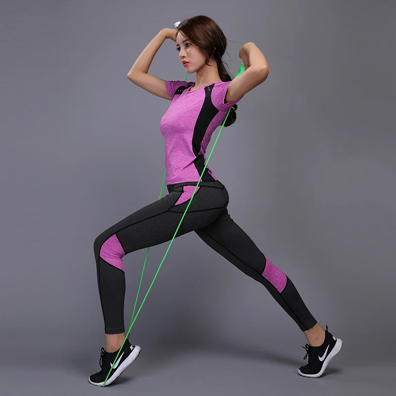 

Women Yoga Suits Gym Fitness Clothes Tennis Shirt+Pants Running Tights Jogging Workout Yoga Leggings Sport Suit