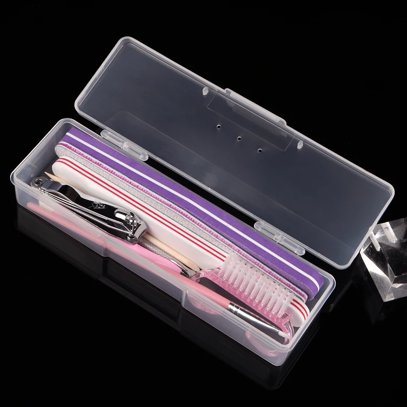 

WiRinef 1pcs Plastic Storage Box Nail Art Decorations Brushes Buffer Files Grinding Container Load Nail Tools Place
