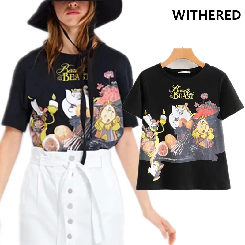 

Withered high street cartoon print cute oversize t shirt women harajuku cotton tshirt camisetas verano mujer 2019 plus size