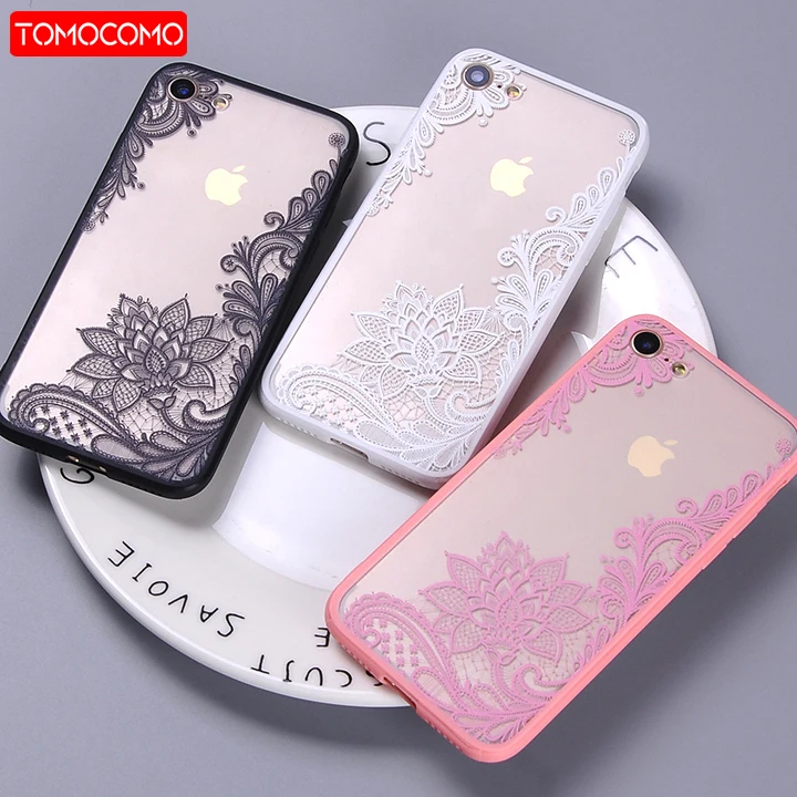 

Sexy Fashion Lace Floral Paisley Henna Mandala Wedding Dress Clear Phone Case For iPhone 7 7Plus 6S 6Plus 5S 8 8Plus X XS Max