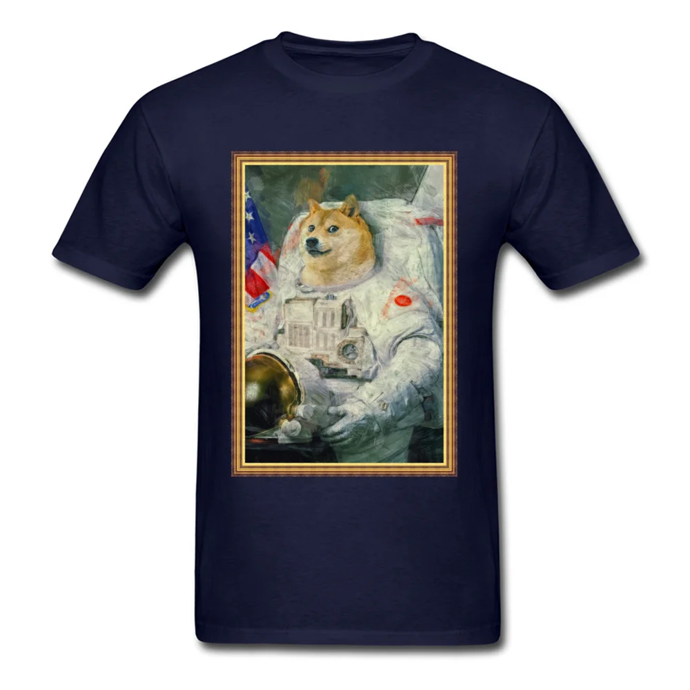 Party Astronaut Doge Men's Top T-shirts On Sale Thanksgiving Day Short Sleeve O Neck Cotton Tops Shirts Design Clothing Shirt Astronaut Doge navy