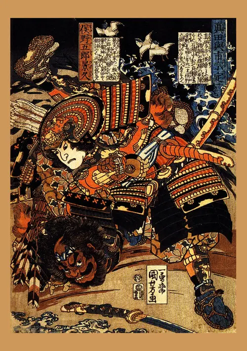 Ukiyoe плакат японский портрет, холст, живопись в японском стиле ретро Самурай Азиатский воин настенные художественные украшения дома - Цвет: SMT13-2