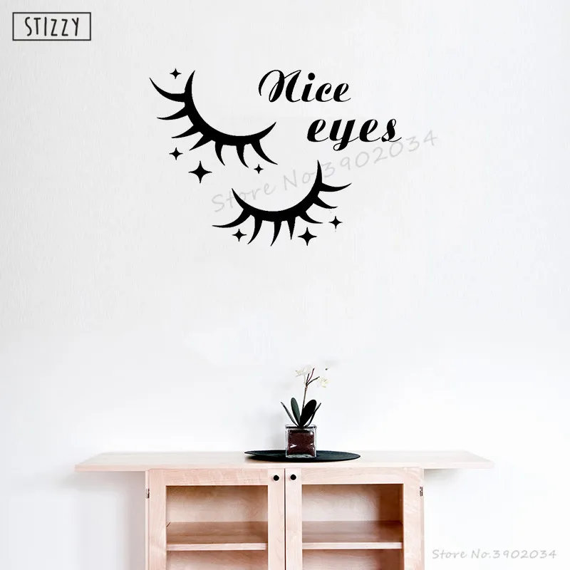 STIZZY Wall Decal Girls Beauty Salon Vinyl Sticker Eyelashes Quote Modern Fashion Woman Eyes Window Decor Interior DIY A493 | Дом и сад