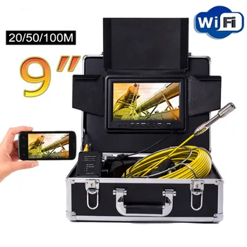 

9" Wireless WiFi 20/50/100M Pipe Inspection Video Camera,Drain Sewer Pipeline Industrial Endoscope