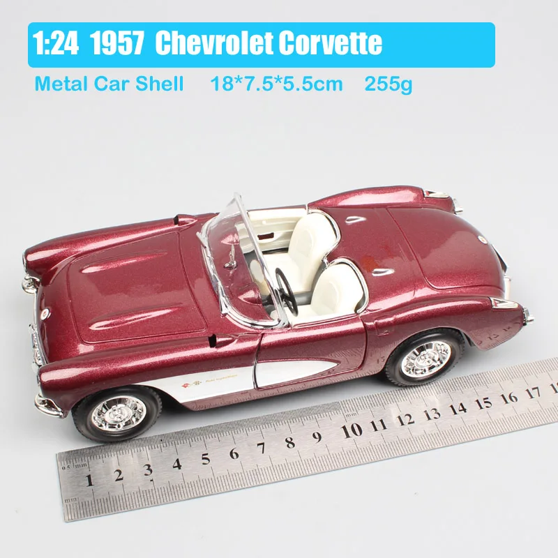 1/24 масштаб классический старый GM Chevrolet Corvette C1 Vette StingRay 1957 литые машины Модель thumbnails колеса для детских игрушек - Цвет: 1957 Chevrolet Corve