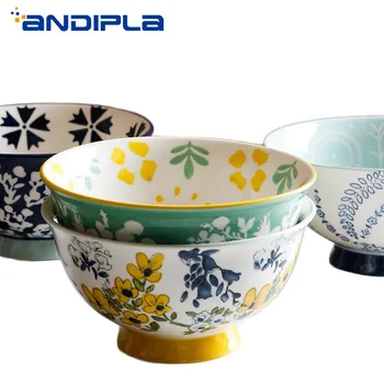 

4.5/6 Inch Ceramic Tall Rice Bowl Creative Underglaze Porcelain Ramen Bowls Small Soup Bowls Kitchen Tableware Crafts Container