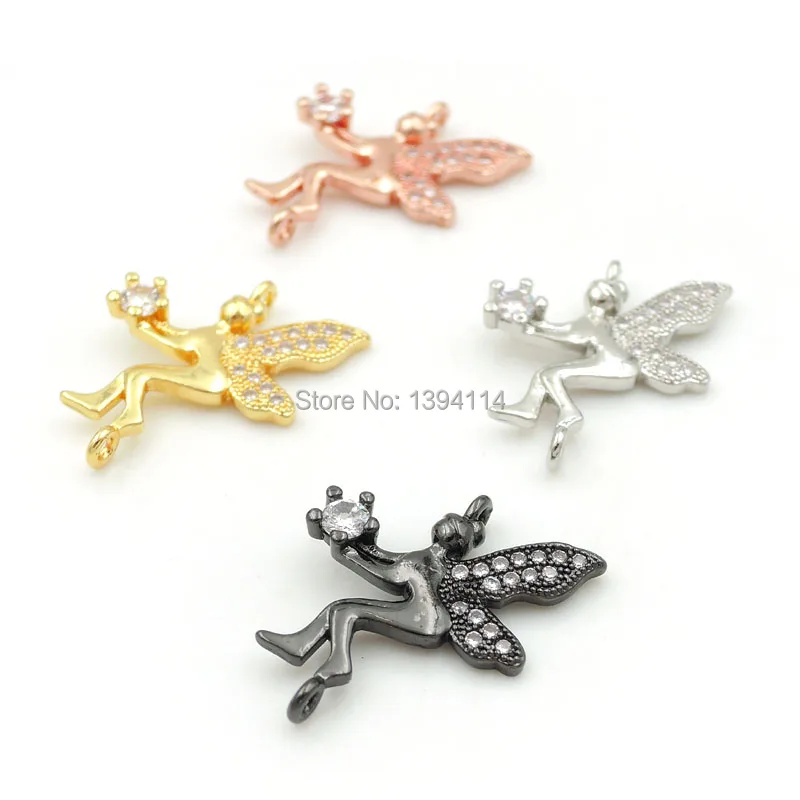 

20*16*2 мм микро паве прозрачный CZ Angel Connector подходит для женщин как DIY аксессуары для браслетов